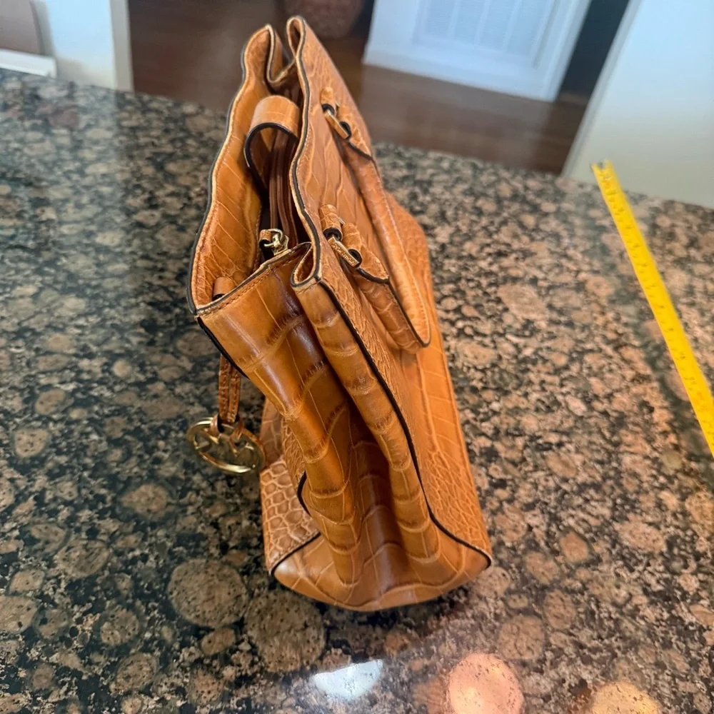 Michael Kors Tan Crocodile Embossed Satchel